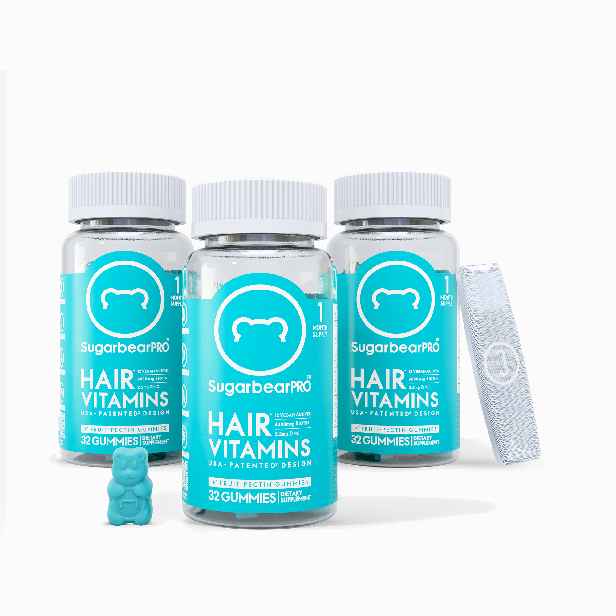 Sugarbear Pro Hair Vitamin Vegan Gummies - 3 Month Pack + Free Gift*